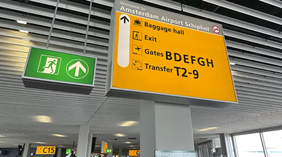 Amsterdam baggage hall sign
